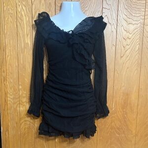 Privy Black Ruffled Long Sleeve Dress